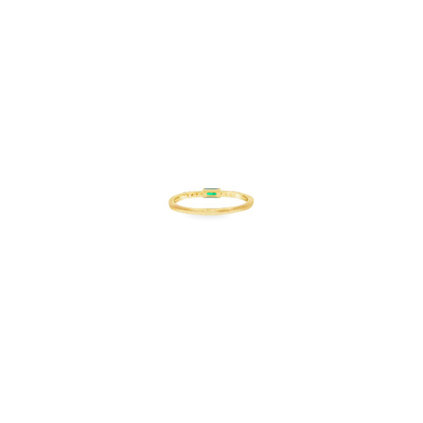 10K Yellow Gold .12ct Baguette Emerald & .10ct Diamond Band Size 6.5