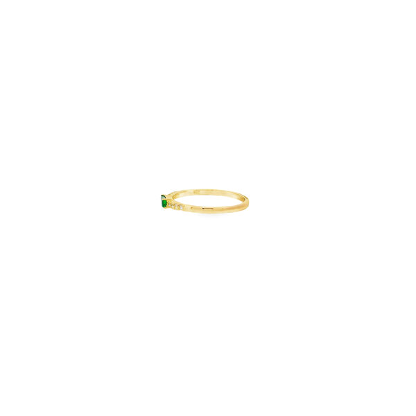 10K Yellow Gold .12ct Baguette Emerald & .10ct Diamond Band Size 6.5