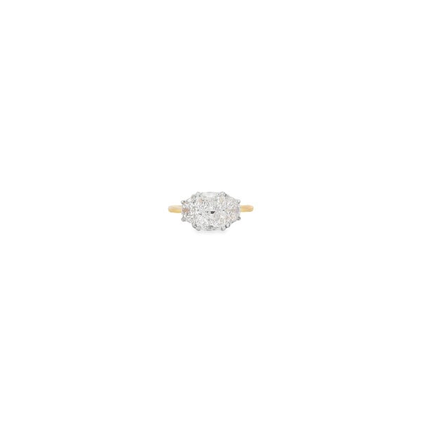 14K Yellow Gold 2.84ct (Total Diamond Weight) Cushion & 1/2 Moon Lab Grown Diamond Three Stone Ring Size 6.5
