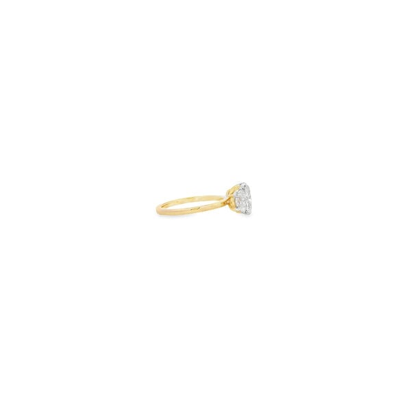 14K Yellow Gold 2.84ct (Total Diamond Weight) Cushion & 1/2 Moon Lab Grown Diamond Three Stone Ring Size 6.5
