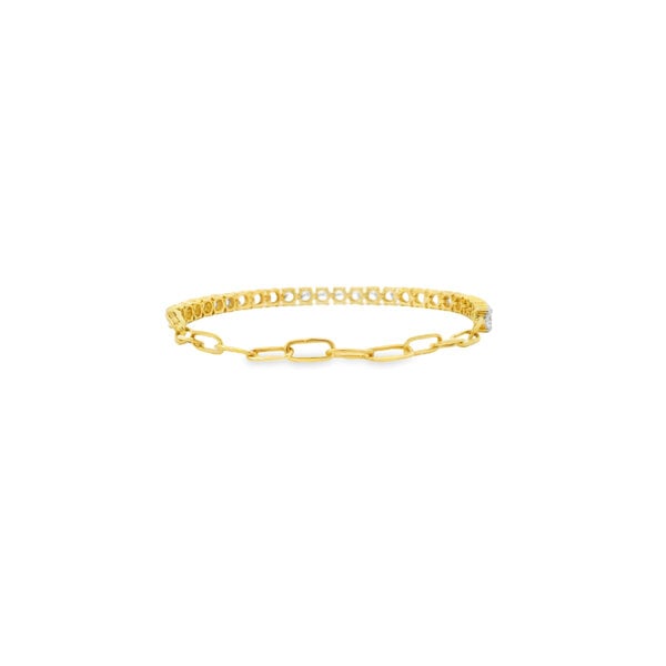 14K Yellow Gold 3mm Paperclip 4ct Lab Tennis Bracelet 7.25"