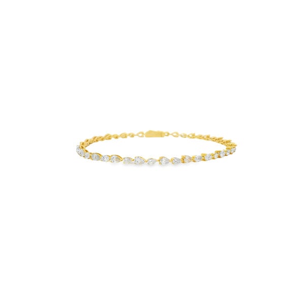 14K Yellow Gold 4ct Pear Shaped Lab Grown Diamond Tennis Bracelet 7.5"
