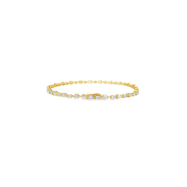 14K Yellow Gold 4ct Pear Shaped Lab Grown Diamond Tennis Bracelet 7.5"
