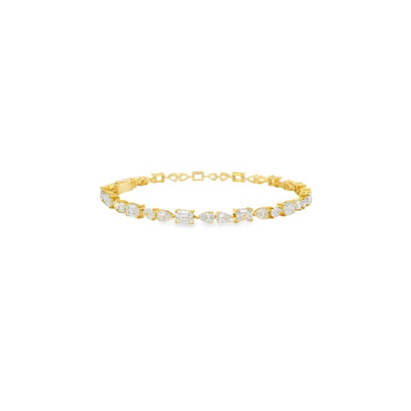 10K Yellow Gold 6ct Lab Grown Mixed Shaped Diamond Tennis Bracelet 7.25"