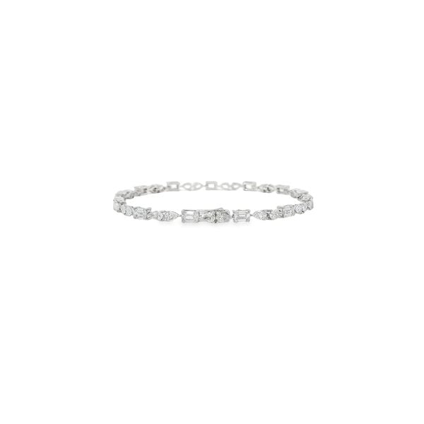 14K White Gold 6ct Lab Grown Mixed Shaped Diamond Tennis Bracelet 7.25"