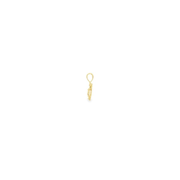 14K Yellow Gold GC Original Textured .10ct Lab Diamond Dogwood Pendant XS