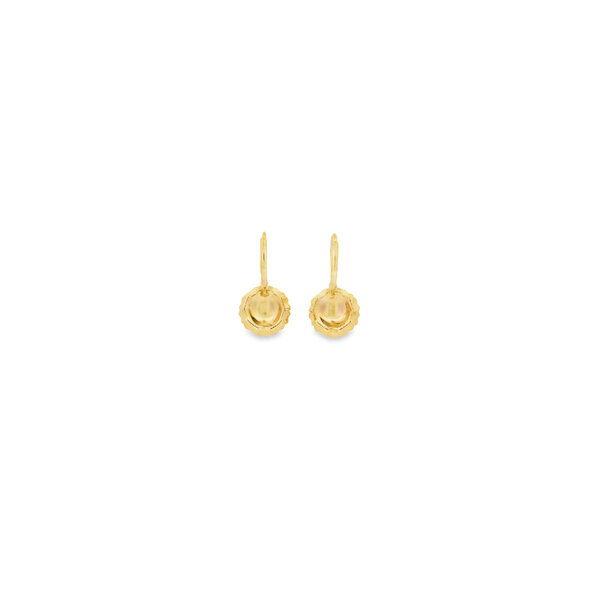 14K Yellow Gold GC Original Diamond Cut .16ct Lab Diamond Camellia Leverback Earrings XS