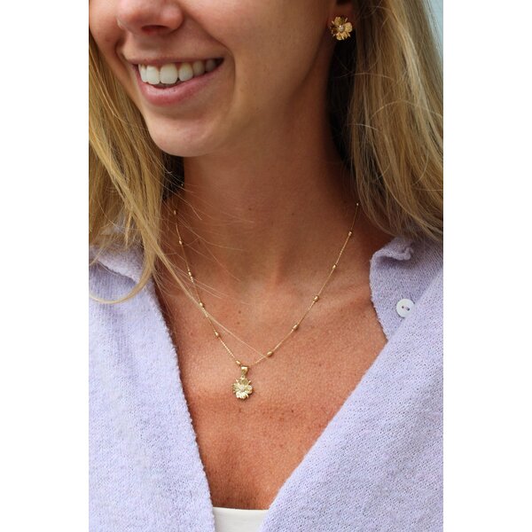 14K Yellow Gold GC Original Textured .10ct Lab Diamond Dogwood Pendant Mini