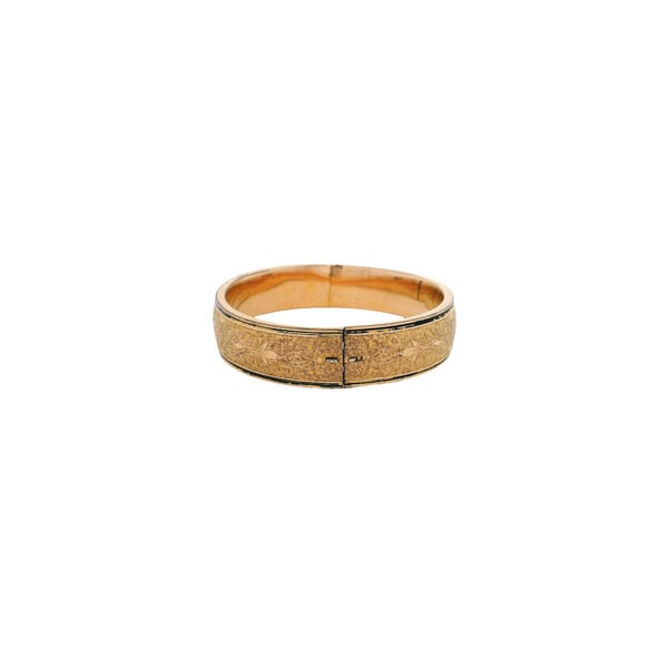 Gold Filled 1930's 12mm Floral Filigree Enamel Bangle 7.75"