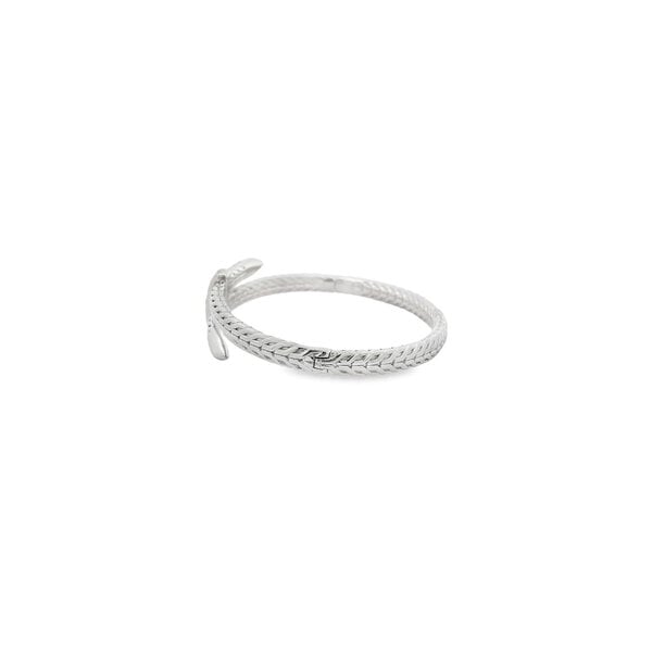 Sterling Silver Wheat Textured Wrap Cubic Zirconia Hinged Bangle 7"