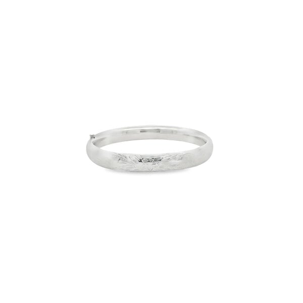 Sterling Silver 1930's 9mm Polished Floral Hinged Bangle 7.5"