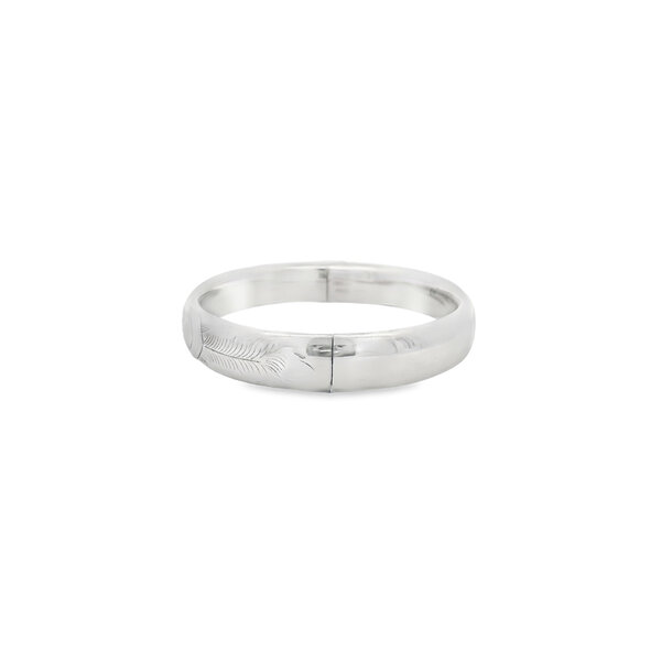 Sterling Silver 1930's 11mm Polished Floral Filigree Hinged Bangle 7.5"