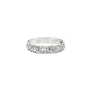 SS 1930's 13mm Polished Floral Filigree Hinged Bangle 7.5"