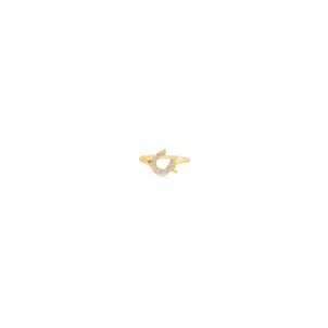 14KY 1970's .10ct Dia Horseshoe Curved Ring Sz 6.25