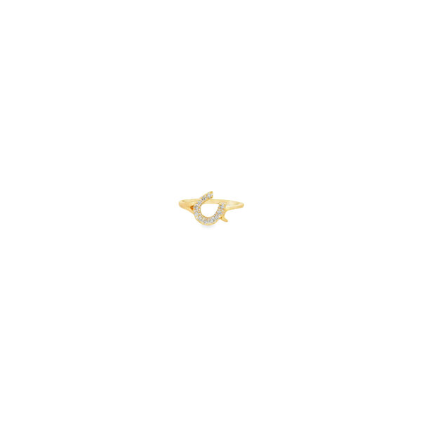 14K Yellow Gold 1970's .10ct Diamond Horseshoe Curved Ring Size 6.25