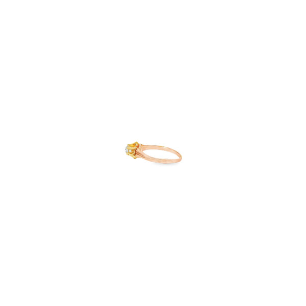 14K Yellow Gold Victorian .25ct Old Mine Diamond Buttercup Solitaire Ring Size 5.75