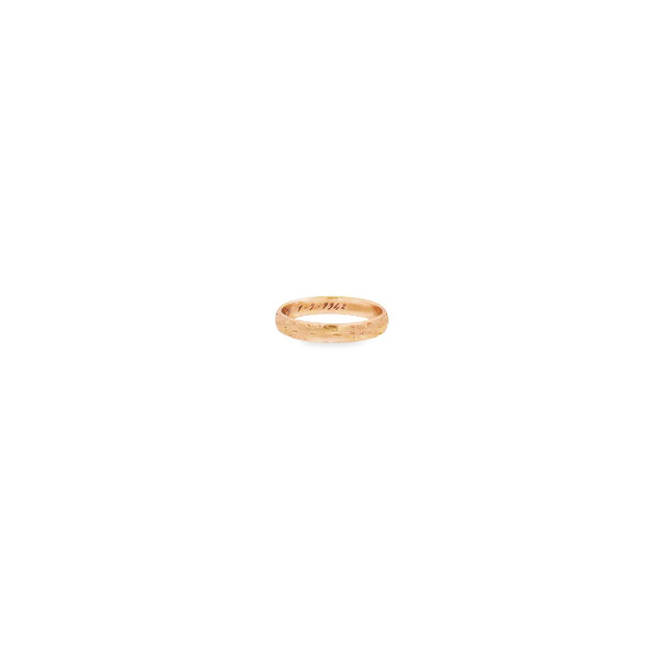 10K Yellow Gold 1940's 4mm Patterned Band with Hand Engraving Size 10.25