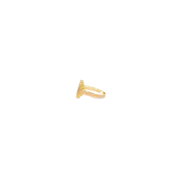14K Yellow & White Gold 1940's Art Deco Square Signet Ring Size 8