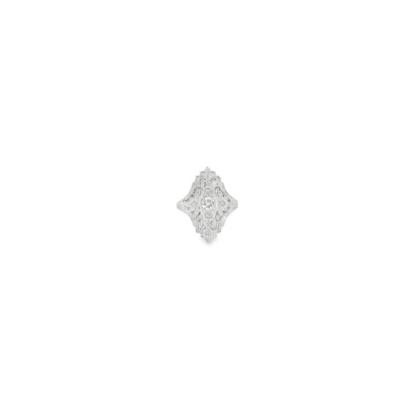 18K White Gold 1930's .45ct Diamond Art Deco Structural Ring Size 7