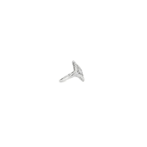 18K White Gold 1930's .45ct Diamond Art Deco Structural Ring Size 7