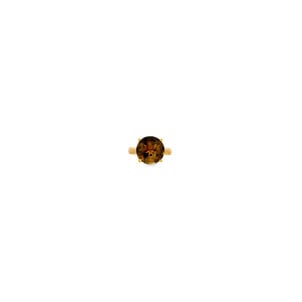 14KY 1970's 8.50ct Round Smoky Quartz Solitaire Ring Sz 7