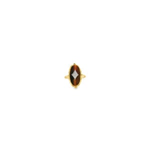 10KY 1960's Tigers Eye .01ct Dia Ring Sz 5.25