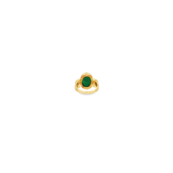 10KvYellow Gold Estate Blue Agate Oval Cameo Ring Size 8.25