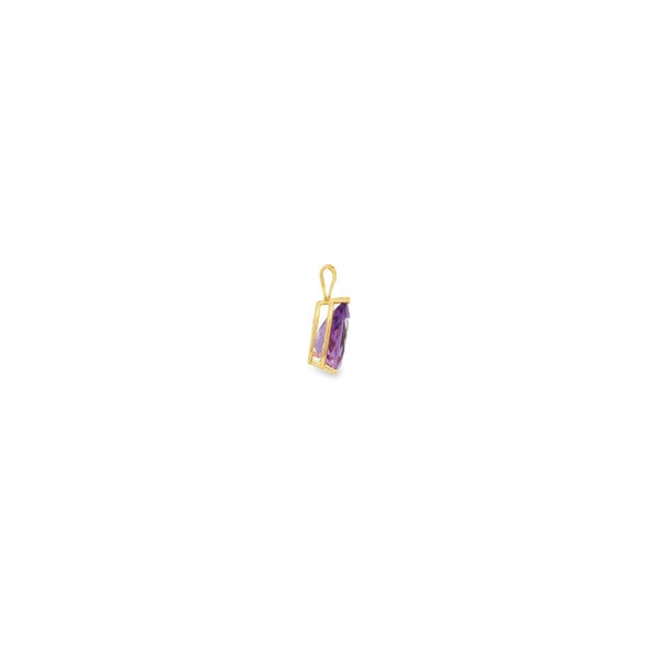 14K Yellow Gold Estate 4.95ct Pear Amethyst Pendant 21x10mm