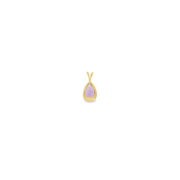 14K Yellow Gold Estate 4.95ct Pear Amethyst Pendant 21x10mm