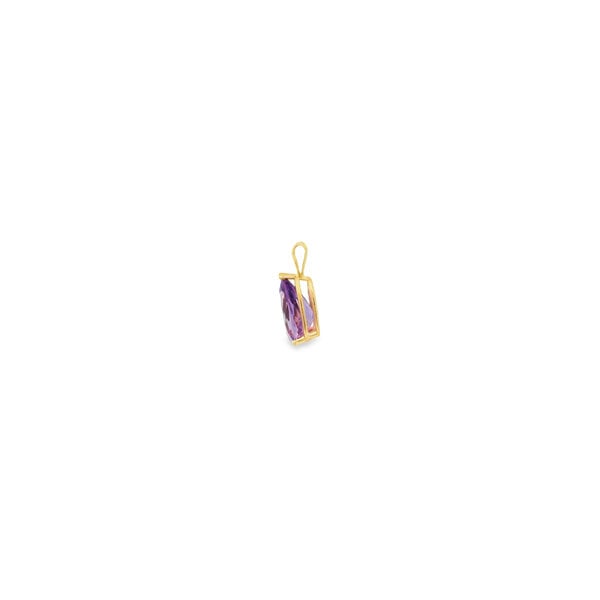 14K Yellow Gold Estate 4.95ct Pear Amethyst Pendant 21x10mm