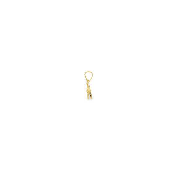 14K Yellow Gold Estate Green Black & White Enamel Butterfly Pendant 19x23mm