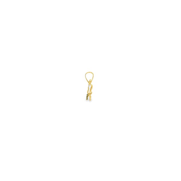 14K Yellow Gold Estate Green Black & White Enamel Butterfly Pendant 19x23mm