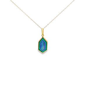 14KY 1970's Intarsia Opal,Lapis,Turquoise & Malachite Necklace 18"