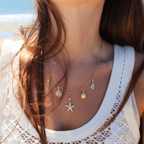 14K Yellow Gold 20x5mm Mini Common Wentletrap Shell Charm