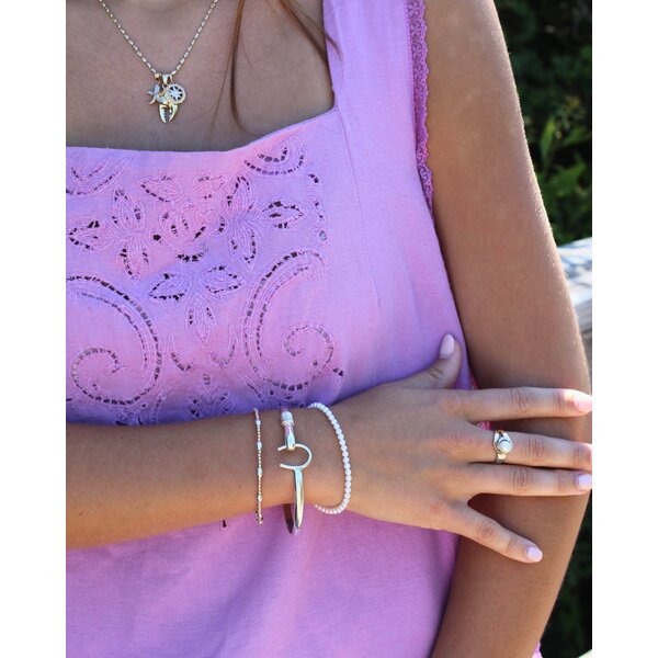 Sterling Silver 4.5mm Rope Detail Horseshoe Hook Bracelet