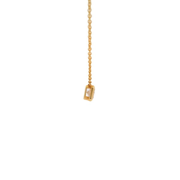 14K Yellow Gold .58ct Emerald Cut Lab Diamond Bezel East to West Split Chain Necklace 18"