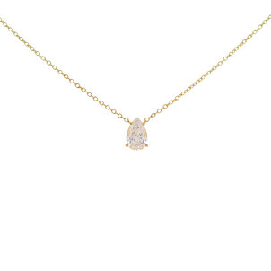 14KY .75ct Pear Shaped Lab Dia Split Chain Necklace 16"-17"-18"