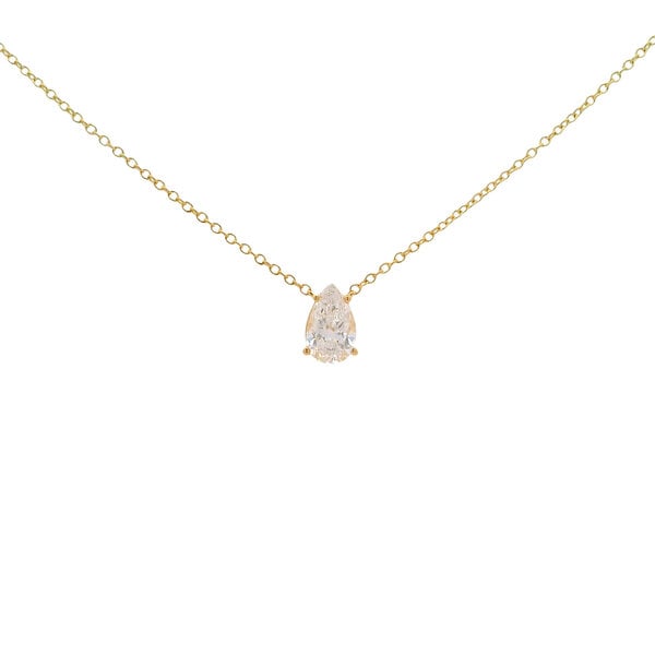 14K Yellow Gold .75ct Pear Shaped Lab Diamond Split Chain Necklace 16"-17"-18"