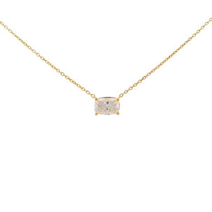 14KY .75ct Elongated Cushion East to West Lab Dia Split Chain Necklace 16"-17"-18"
