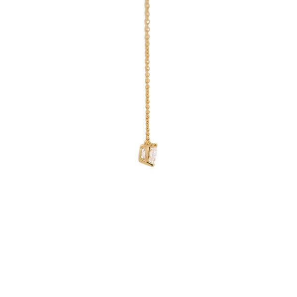 14K Yellow Gold .75ct Elongated Cushion East to West Lab Diamond Split Chain Necklace 16"-17"-18"