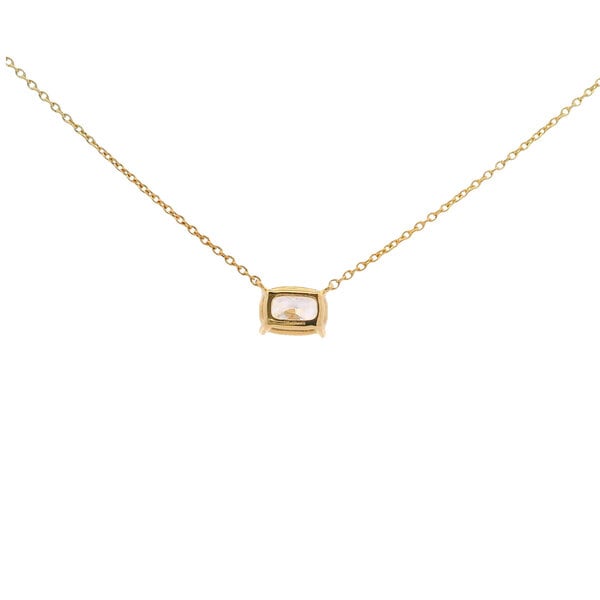 14K Yellow Gold .75ct Elongated Cushion East to West Lab Diamond Split Chain Necklace 16"-17"-18"