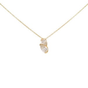 14KY 1.50ct Dbl Pear Shaped Lab Dia Toi Et Moi Necklace 18"