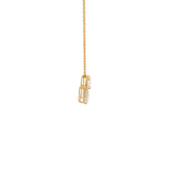 14K Yellow Gold 1.50ct Double Pear Shaped Lab Diamond Toi Et Moi Necklace 18"