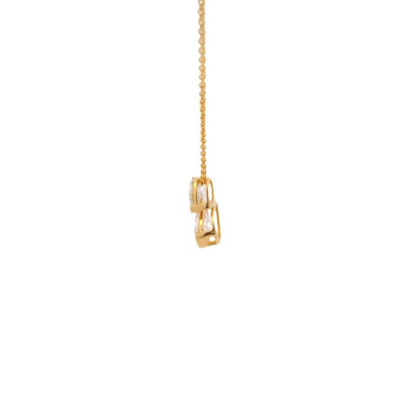 14K Yellow Gold 1.50ct Double Pear Shaped Lab Diamond Toi Et Moi Necklace 18"