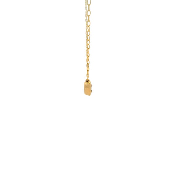 14K Yellow Gold .10ct Diamond Heart Split Paperclip Chain Necklace 16"-18" ADJ