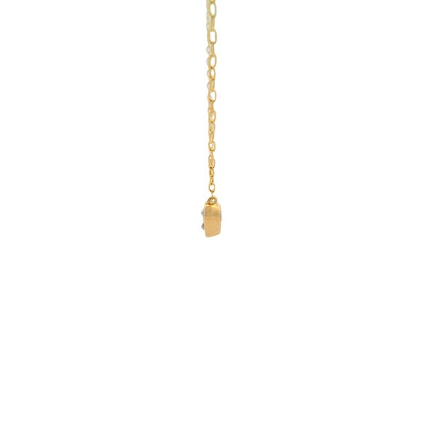14K Yellow Gold .10ct Diamond Heart Split Paperclip Chain Necklace 16"-18" ADJ