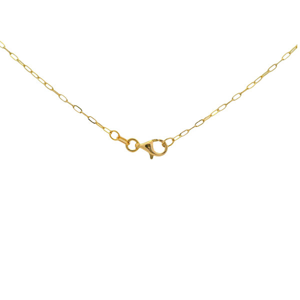 14K Yellow Gold .10ct Diamond Heart Split Paperclip Chain Necklace 16"-18" ADJ