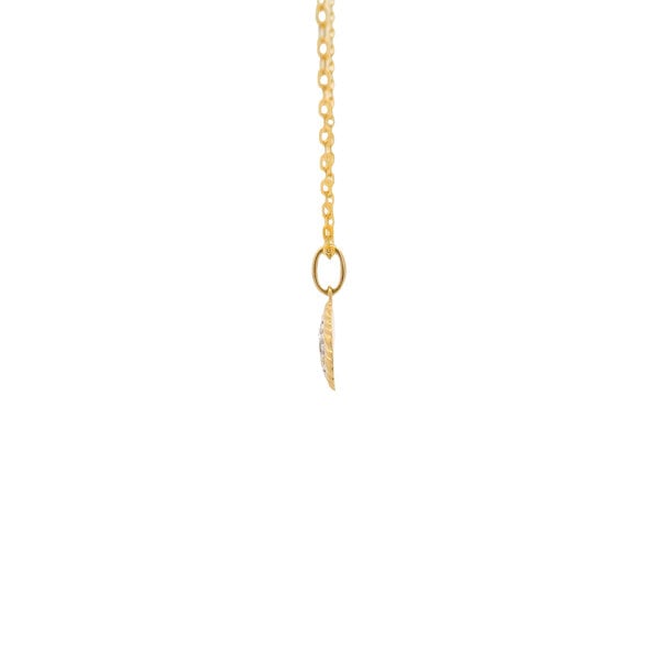10K Yellow Gold .08ct Diamond Textured Star Set Disc Necklace 16"-17"-18"