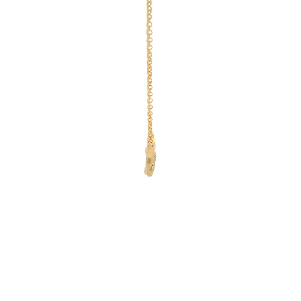 10K Yellow Gold .05ct Diamond Curved Brushed Leaf Bar Necklace 18"