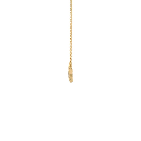 10K Yellow Gold .05ct Diamond Curved Brushed Leaf Bar Necklace 18"